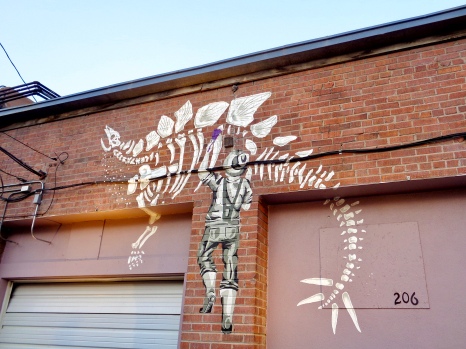 Dino Discovery by Kristina Wiltse for the Laramie Mural Project in Laramie, Wyoming